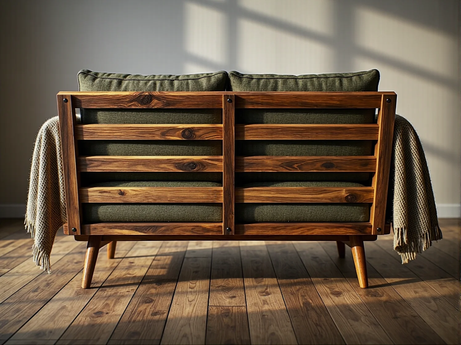 Solidna drewniana rama sofy gwarantująca wieloletnią trwałość mebla.