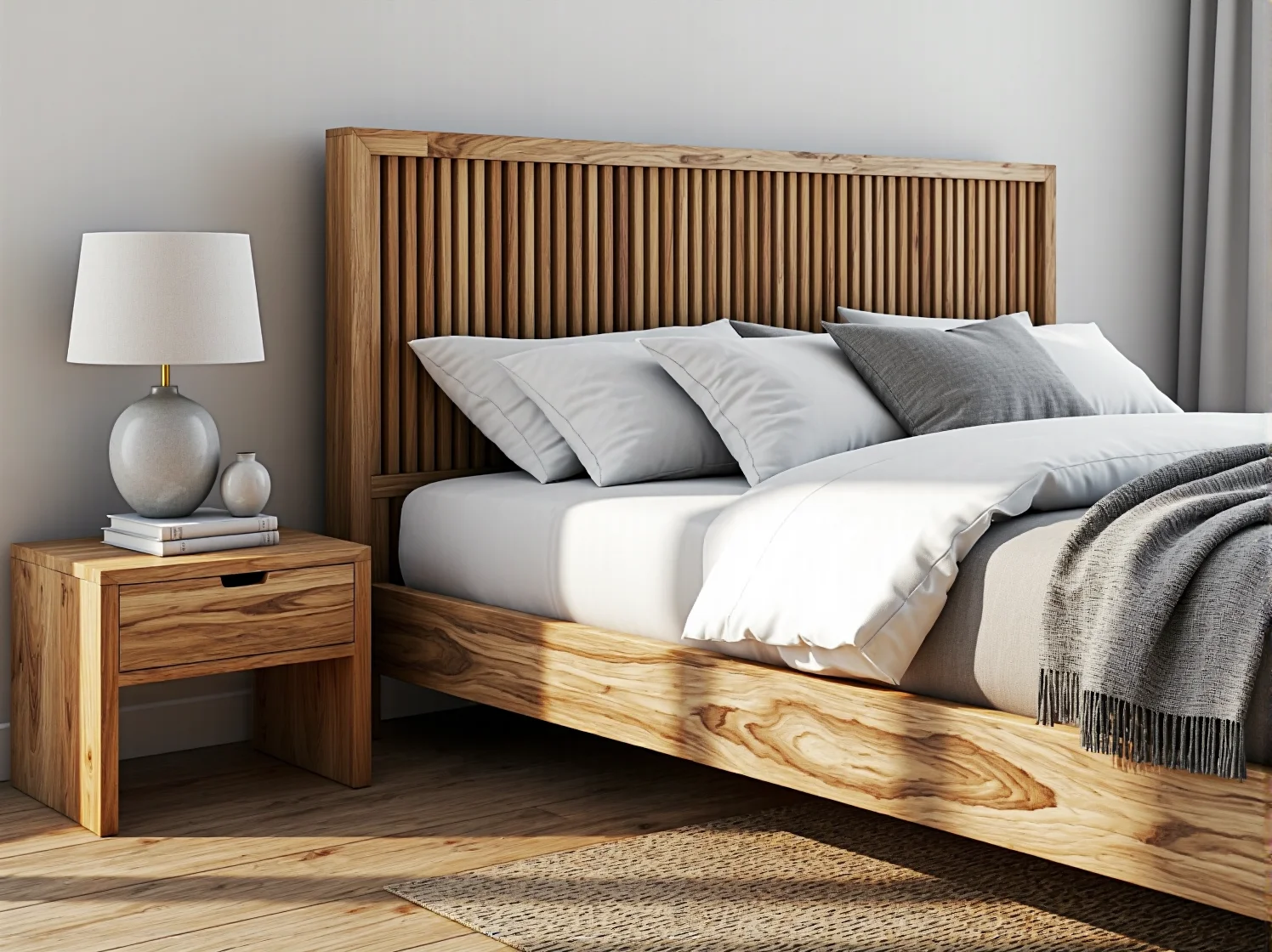 Ekologiczne meble drewniane w jasnym i przestronnym wnętrzu