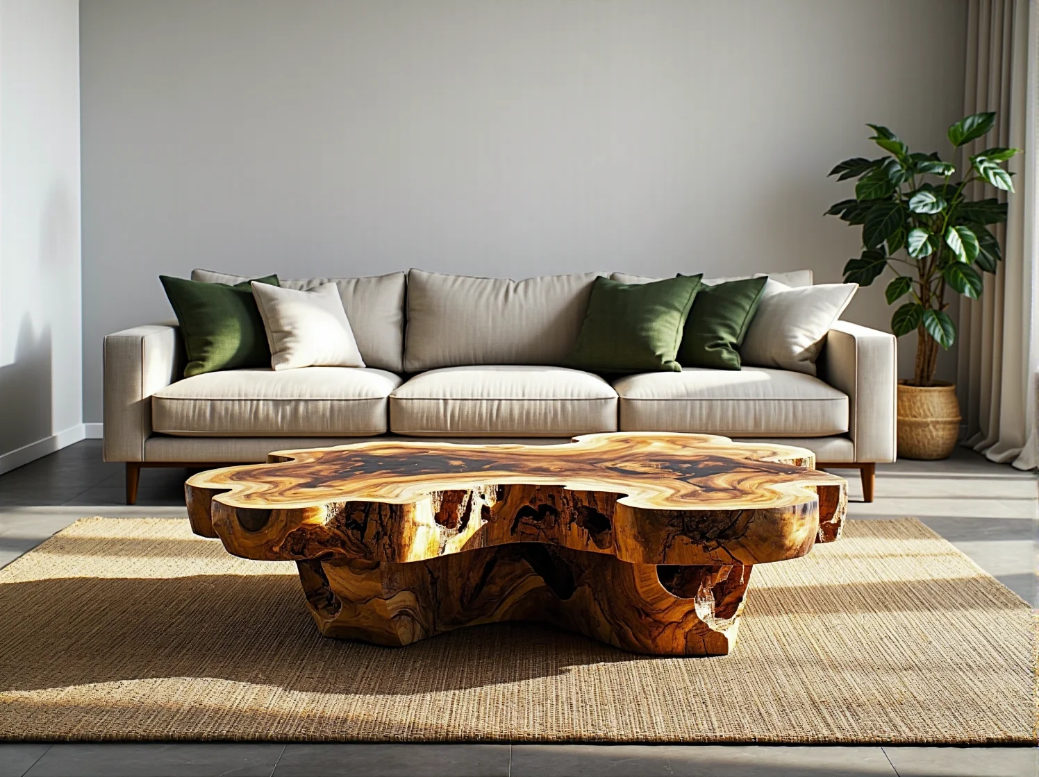 Stolik kawowy z plastra drewna naturalnego z żywicą