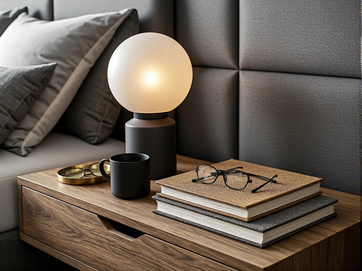 Sypialnia z miękkim oświetleniem punktowym ułatwiającym zasypianie.