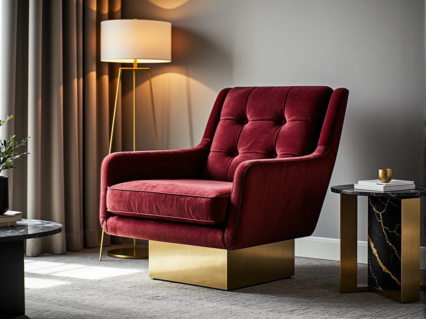 Stylowe krzesło do toaletki w luksusowym pokoju hotelowym glamour.