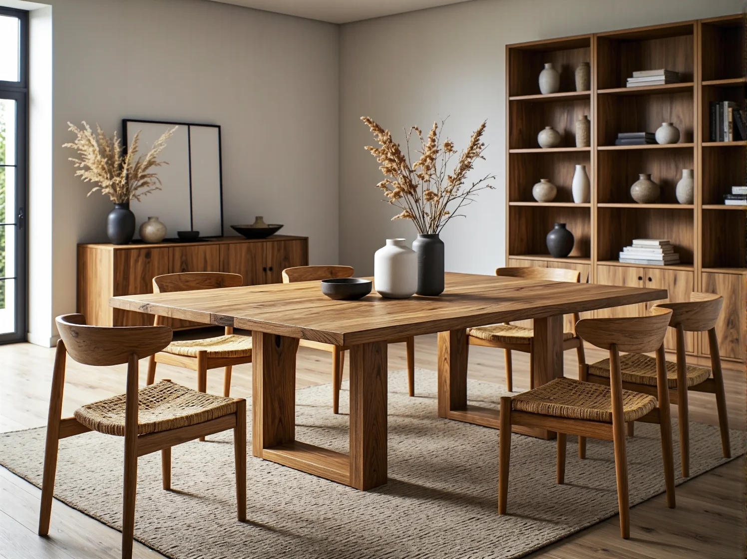 Duży drewniany stół jadalniany dębowy z krzesłami