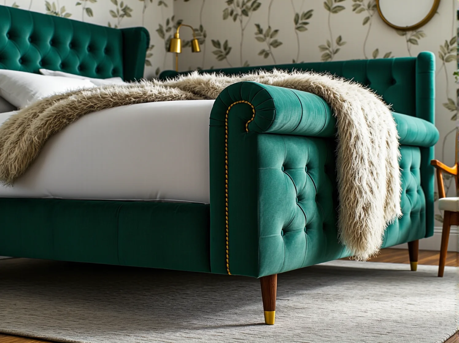 Eleganckie metalowe łóżko w stylu retro z ozdobną ramą