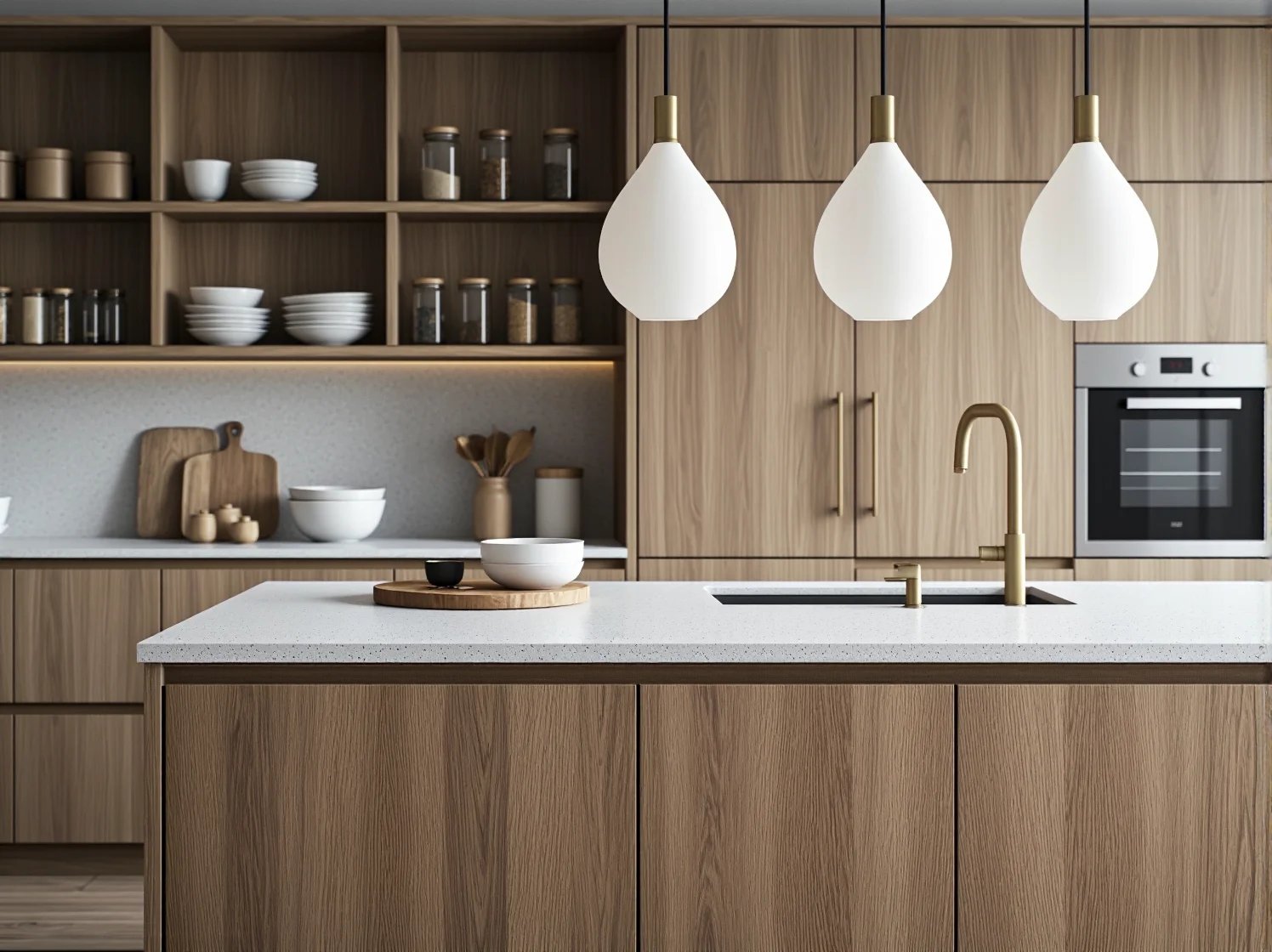 Minimalistyczna metalowa lampa wisząca nad stołem w jadalni