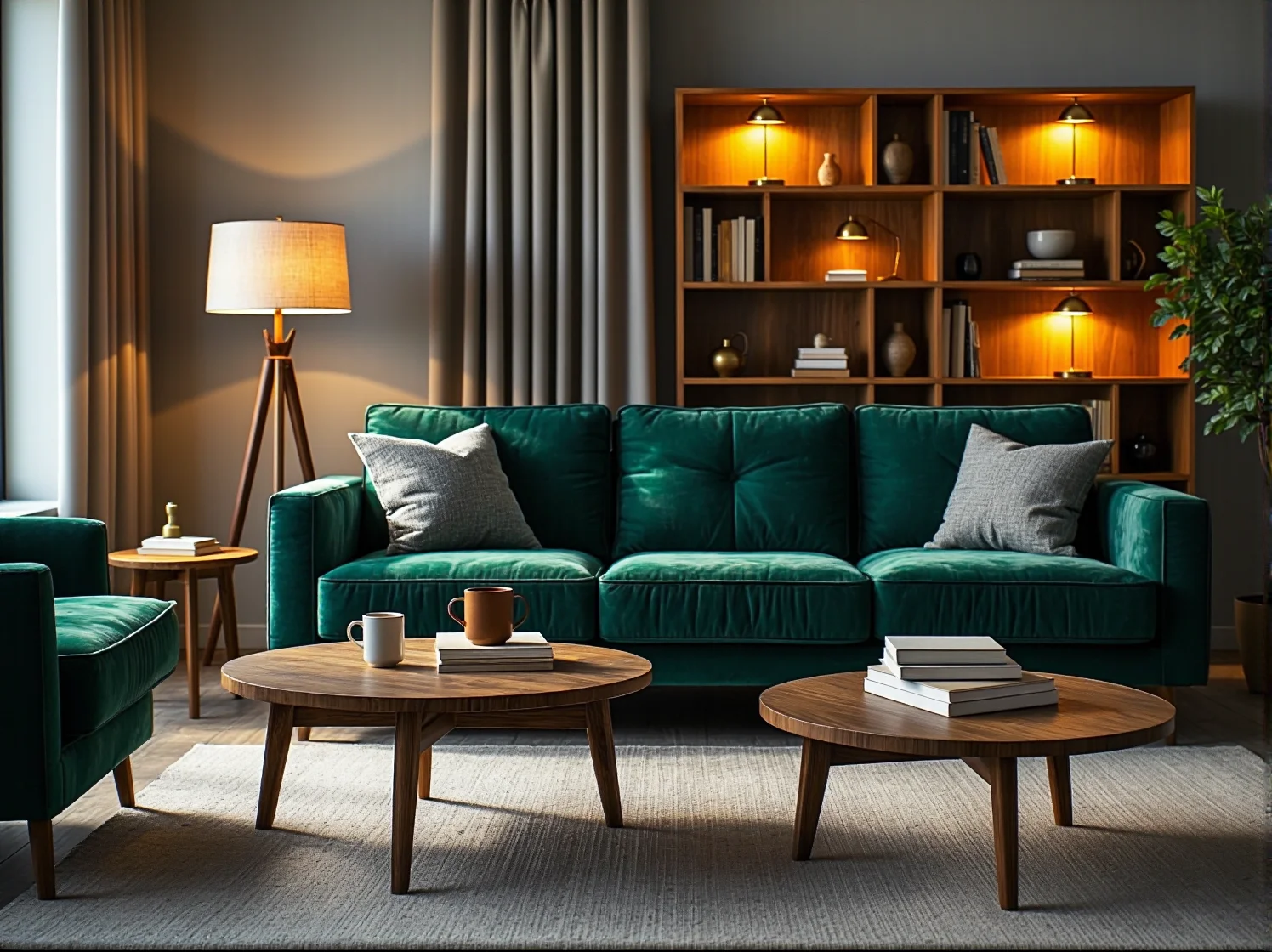 Sofa trzyosobowa tapicerowana w kolorze butelkowej zieleni