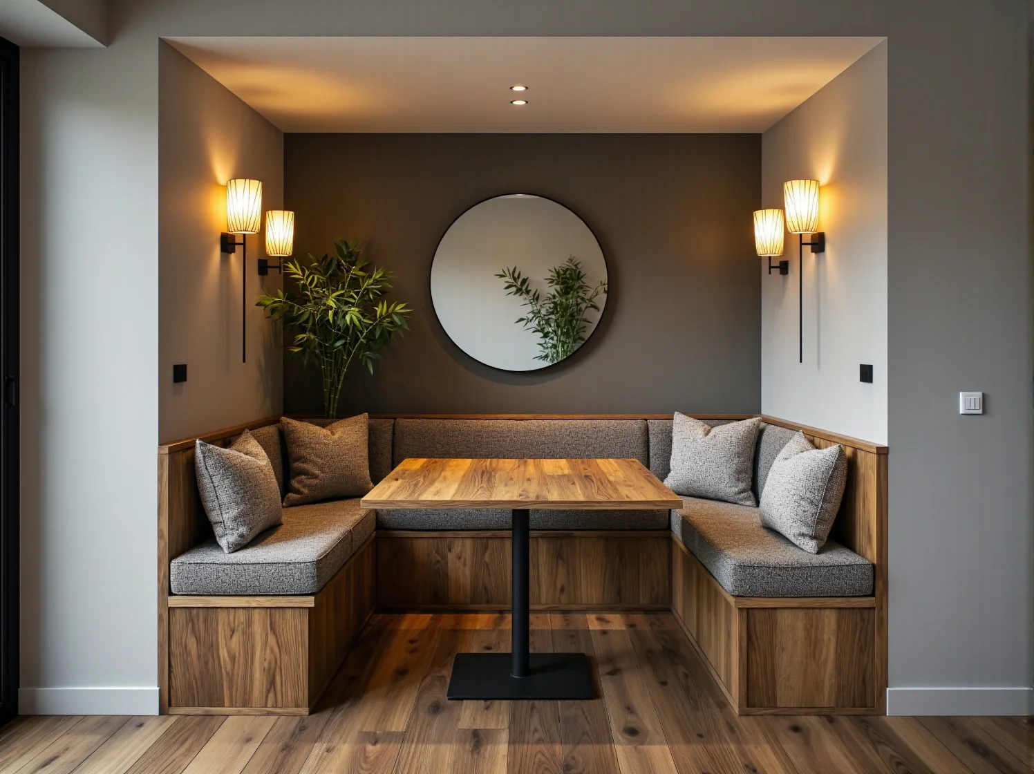 Naturalny design i proste formy lamp w aranżacji lokalu