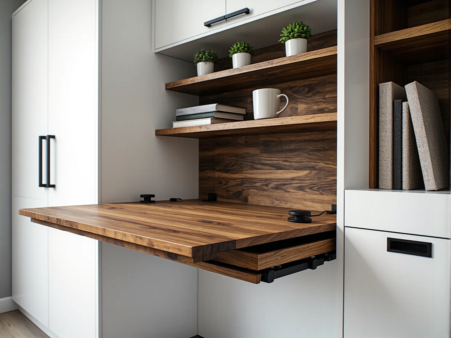 Rozkładane sprytne łóżko chowane w szafie na małym metrażu.