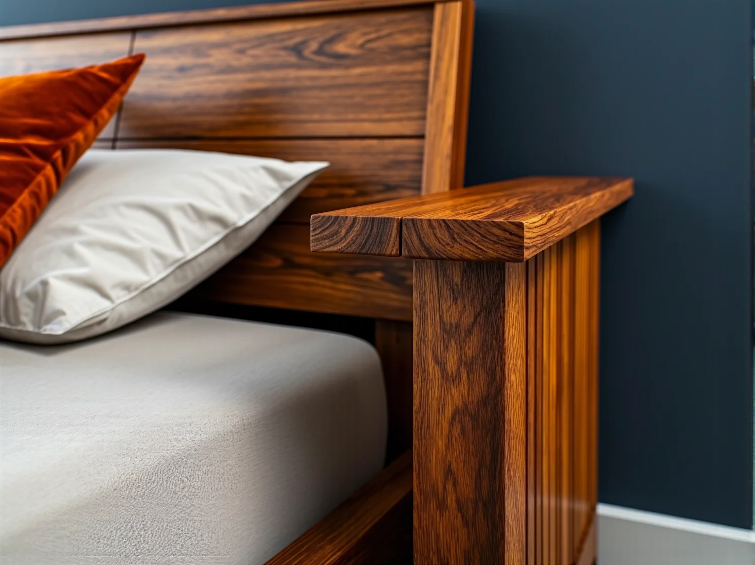 Wygodne tapicerowane łóżko retro z wysokim wezgłowiem