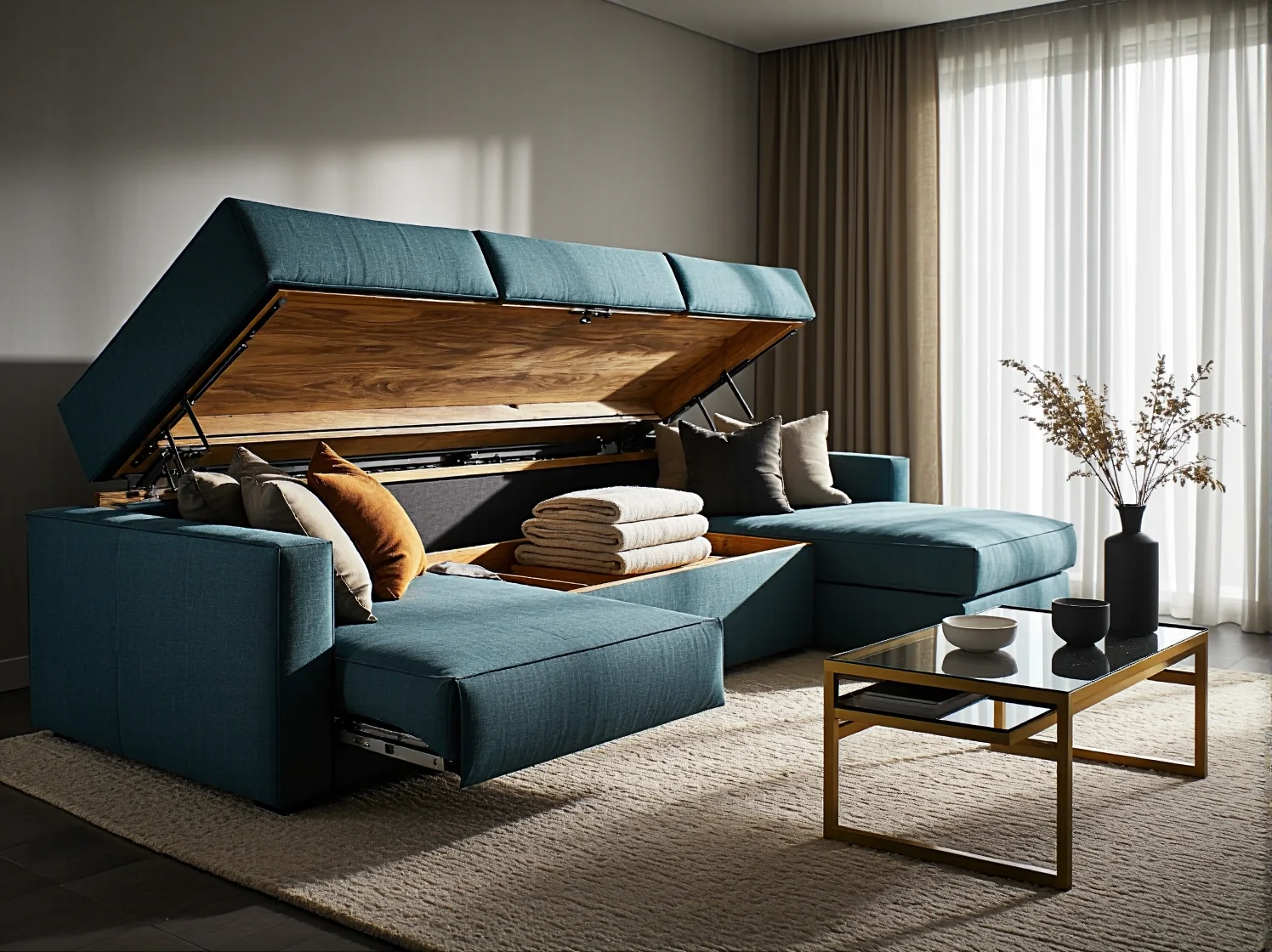 Transformujący stół jadalniany i biurko w jednym meblu.