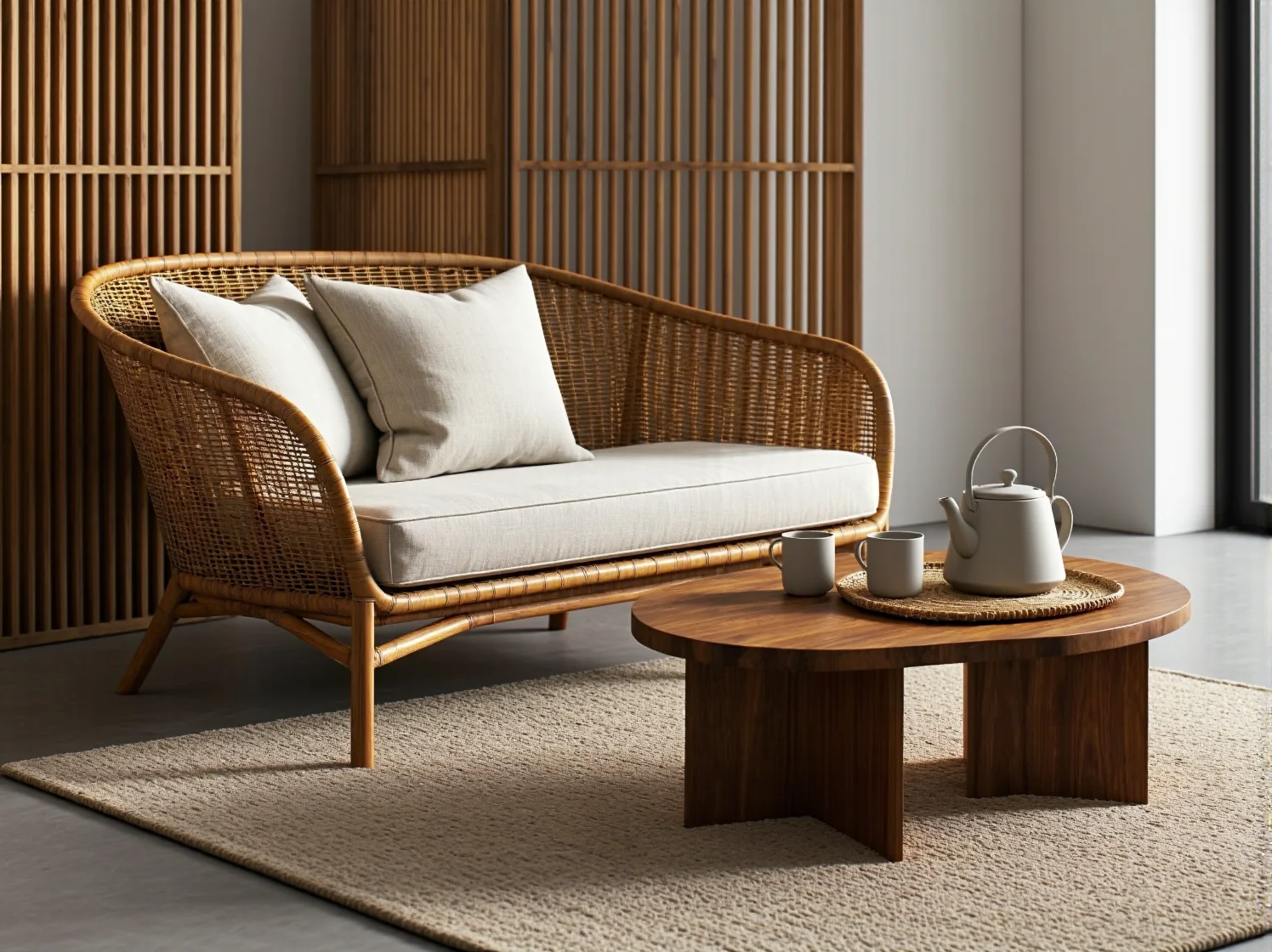 Trwałe meble z technorattanu w pokoju relaksu zapewniające komfort gościom