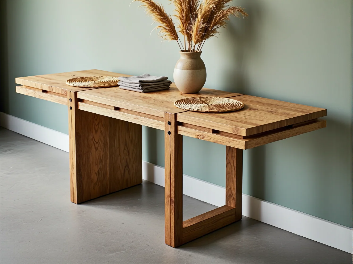 Ukryte schowki w schodach i kanapie oszczędzające miejsce.