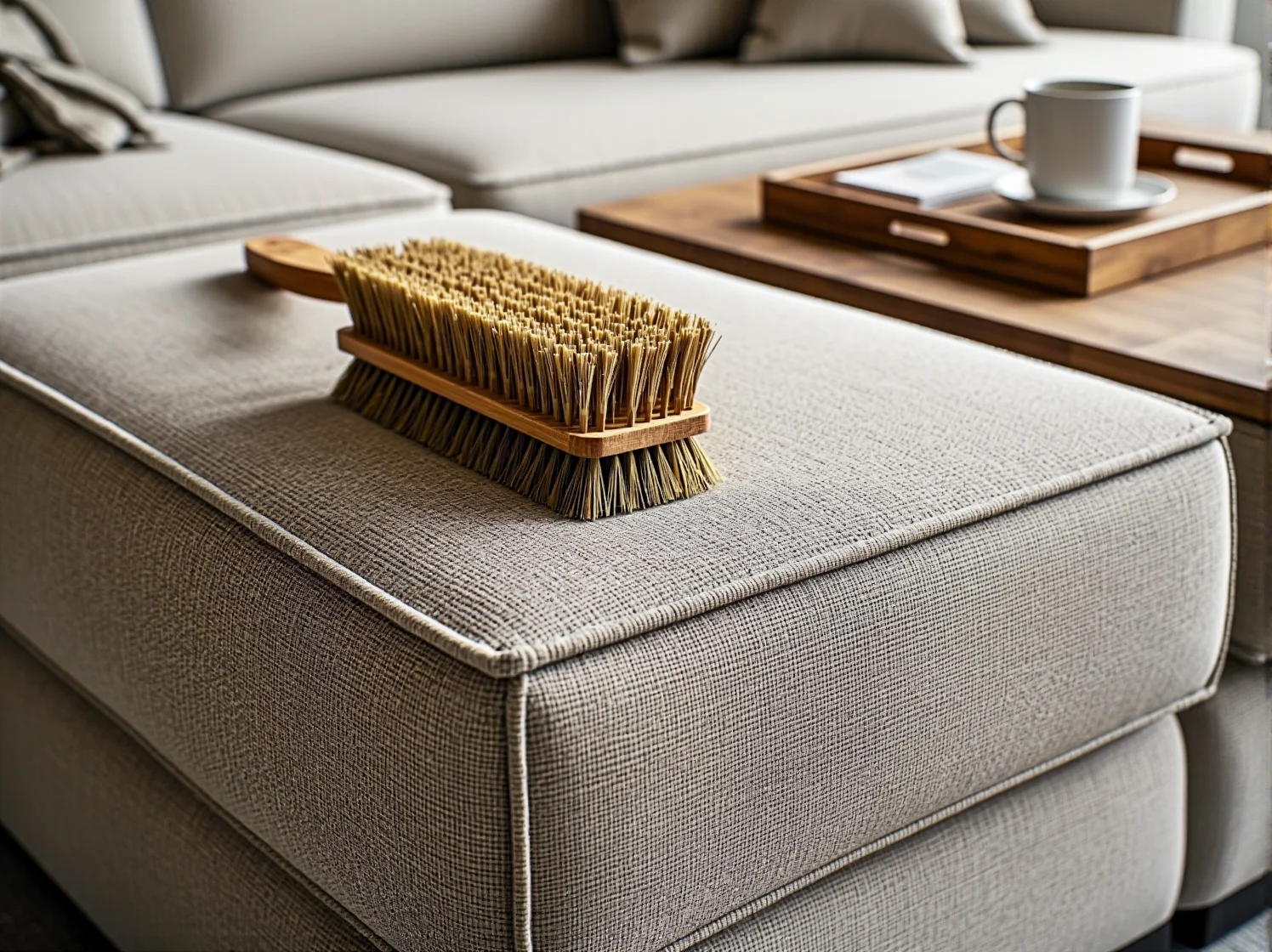 Delikatne czyszczenie i usuwanie plam z materiału narożnika modułowego