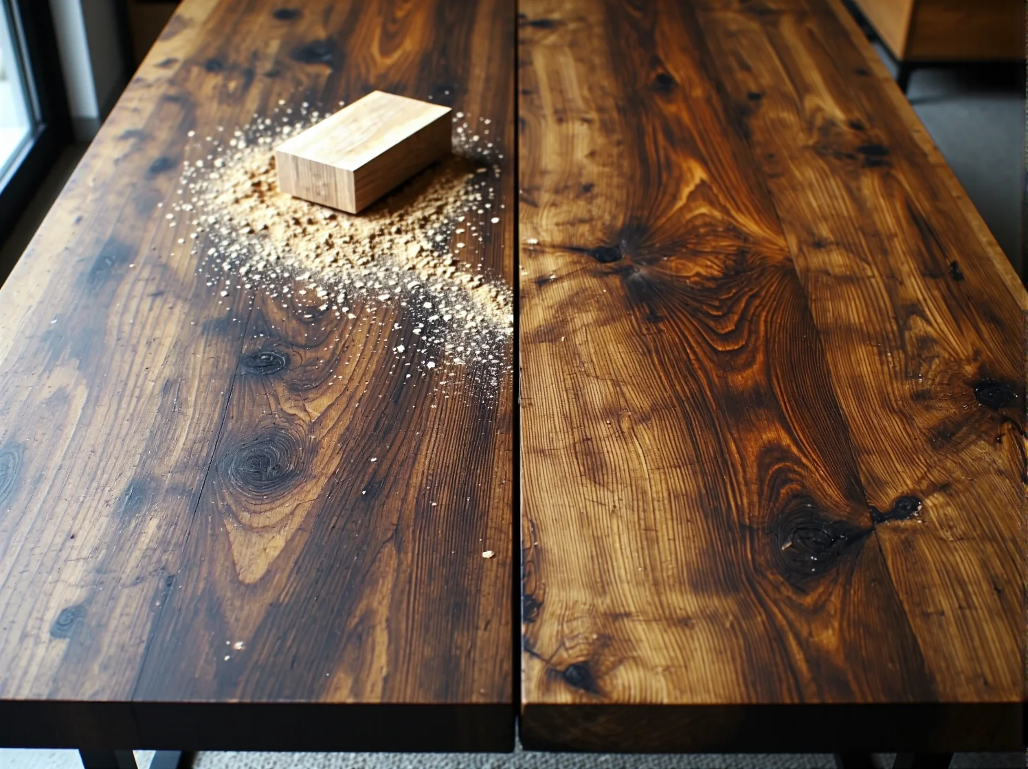 Skuteczne usuwanie starych powłok z drewna przy użyciu cykliny i opalarki.